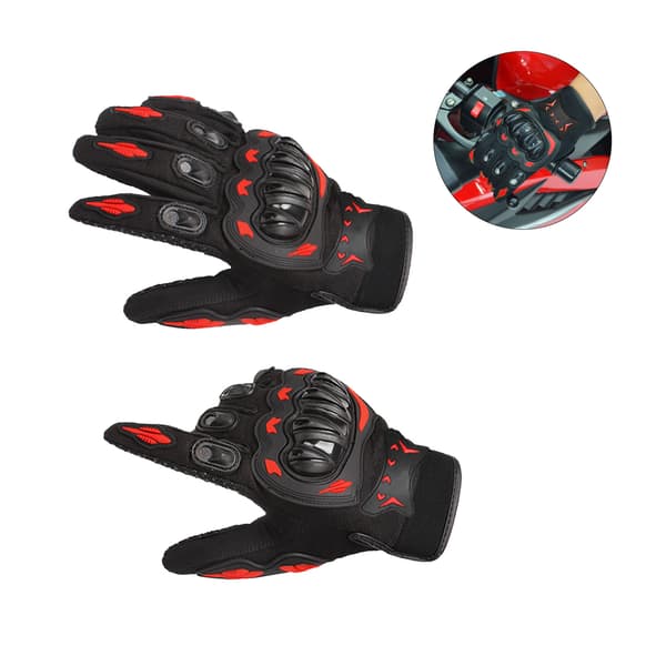 Utomhus cykelhandskar Hel finger Nylon Halkfri Falltålig Röd XL 9,5-10cm