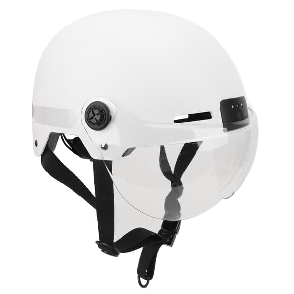 Smart cykelhjelm med 1080P 30fps HD-kamera, justerbart sikkerhedslys til voksne, hvid