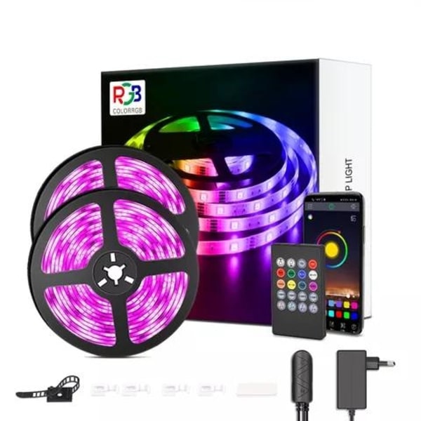 Dynamisk LED-belysning - Music Sync & Fjärrkontroll MultiColor 20m music led strip 18led/m