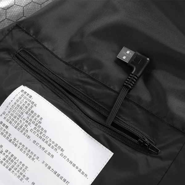Lämmitetty USB-takki - 15 vyöhykettä, USB-lataus Black S