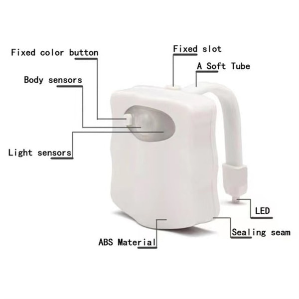 Automatisk LED-bevægelsesaktiveret natlyssensor til toiletsæde Multicolor
