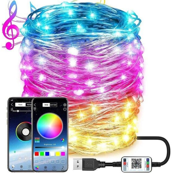 Bluetooth Julelys RGB USB Fairy Lights MultiColor 5m bluetooth led strip