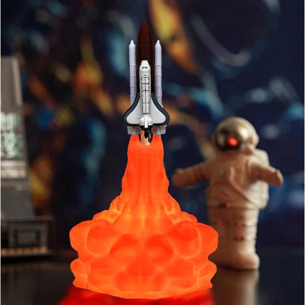 3D nattlampa - raket Röd