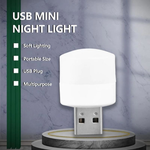USB-plugglampe White USB Plug Lamp - Warm light