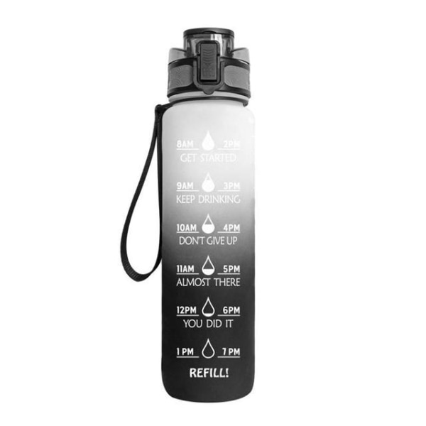 1L Track vandflaske - Motivation - Tidsmarkør - Uden BPA MultiColor White gray gradient