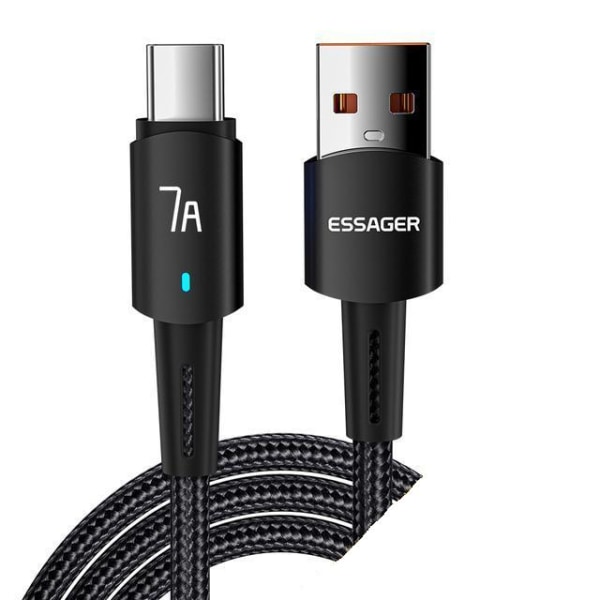USB-C 7A snabbladdningsdatakabel: Ström och hastighet Black black 0.5m cable