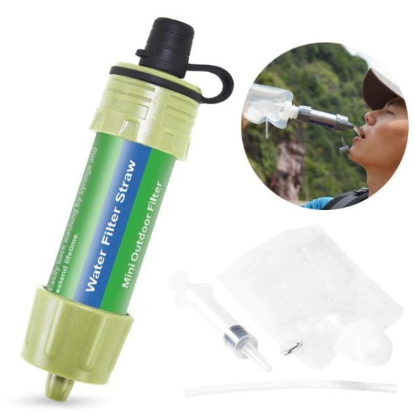 Bärbart vattenfiltrer med sugrör - 5000L -  0.01 mikron LightGreen Green