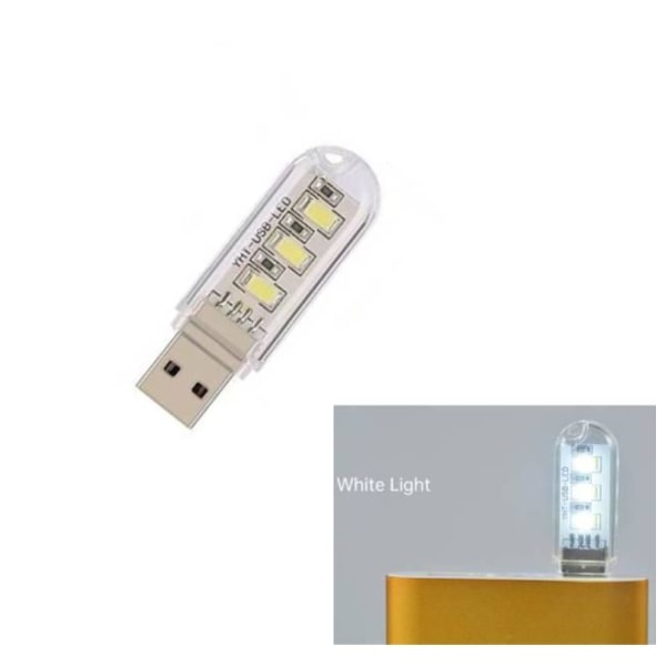 USB-plugglampe White USB Plug Lamp - 3led white light