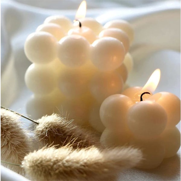 Håndlavet boblelys White White Bubble Candle Handmade
