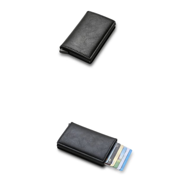 Tunn minimalistisk metallplånbok med RFID-blockerande stöldskydd Black Black