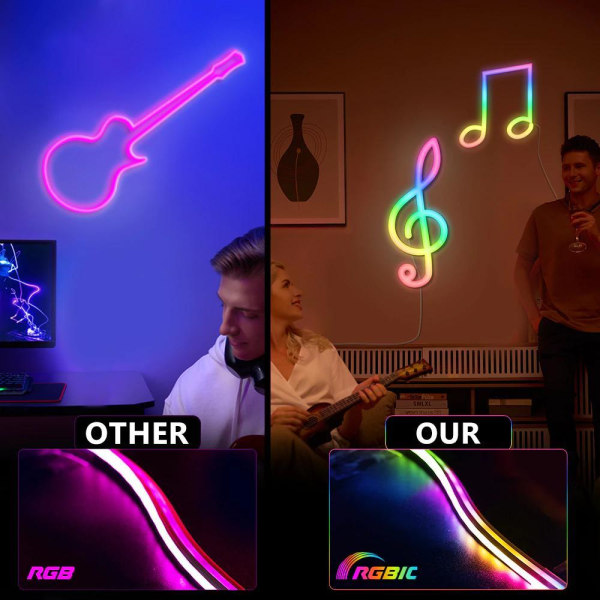 Neonlysstreng med musik - app styret MultiColor 12V USB 5M - Bluetooth