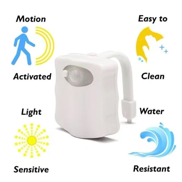 Automatisk LED-rörelseaktiverad nattljussensor för toalettstol multifärg