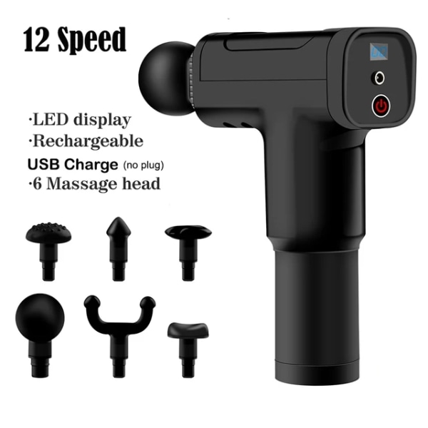 EMS Massage Gun - Professionell muskelmassager Black 12 speed