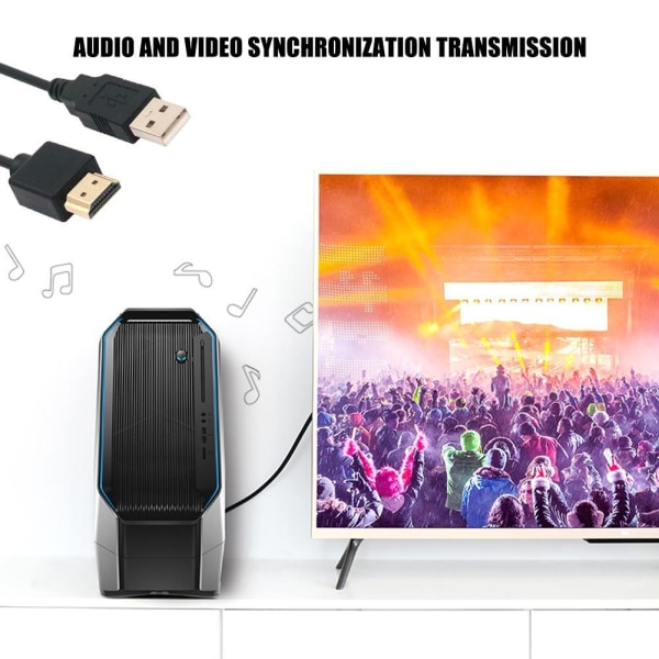 HDMI-yhteensopiva USB-virtakaapelin kanssa Black