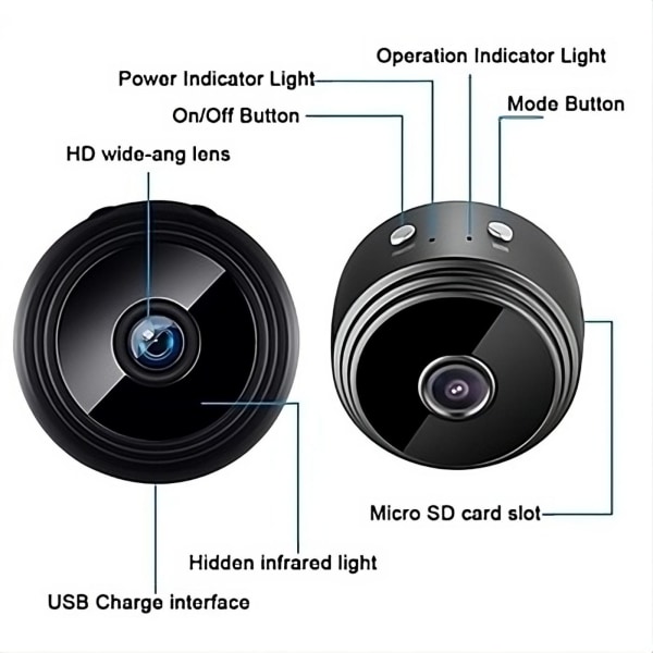 Ultimativ HD-overvågning: A9 WiFi-kamera Black No Night Vision