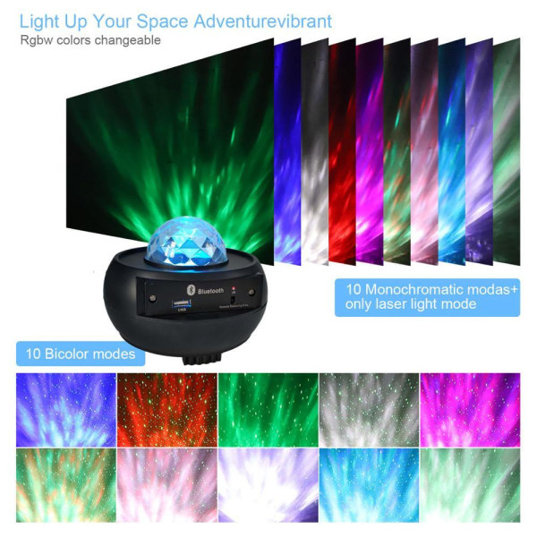Galaxy lampe / Nattlampe / Stjernehimmel projektor med bluetooth Black