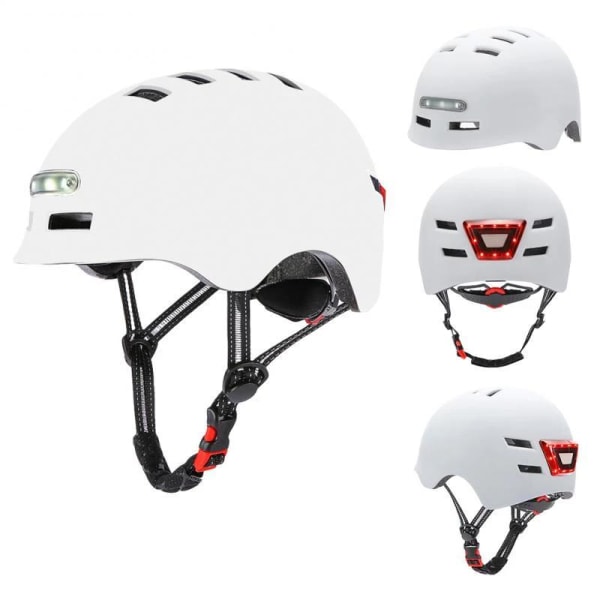 Sporty LED-hjelm til E-scooter/cykel White S