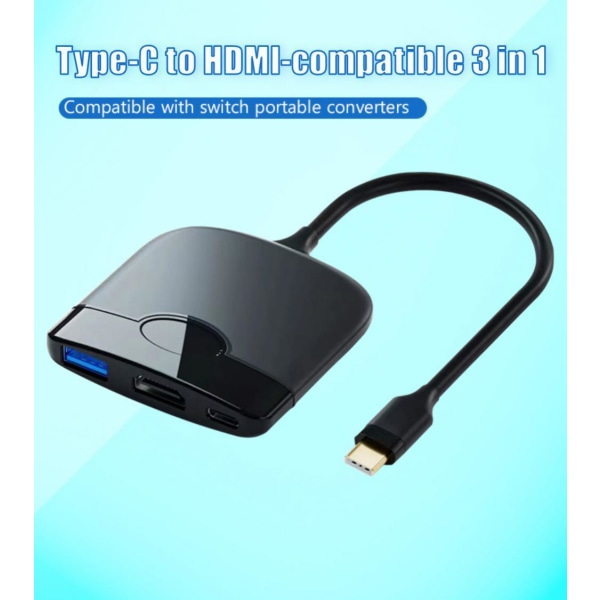 3 IN 1 Type-c HUB - USB-C, 4K HDMI, USB Black one size