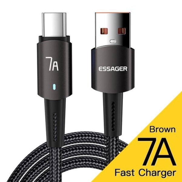 USB-C 7A hurtigladingsdatakabel: Strøm og hastighet Brown brown 2m cable