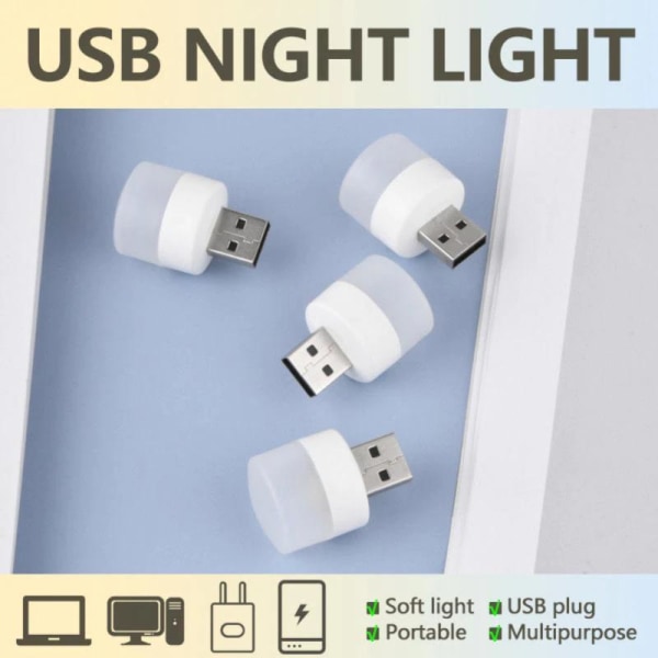 USB-plugglampe White USB Plug Lamp - Warm light