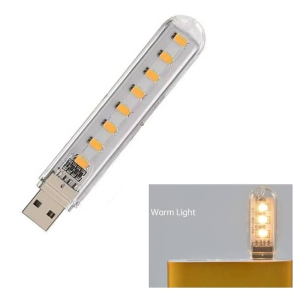USB-pistokelamppu White USB Plug Lamp - 8led warm light