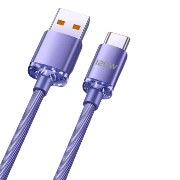 Superrask 120 W Type-C-ladekabel – Premium-funksjoner Purple purple cable 0.5m