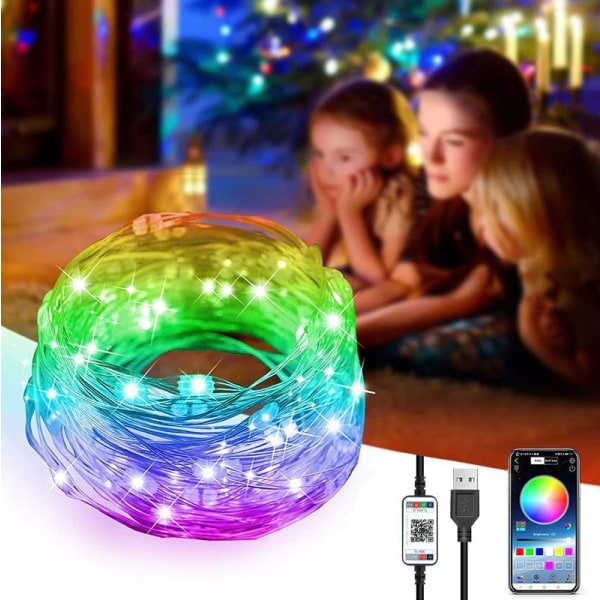 Bluetooth Julelys RGB USB Fairy Lights MultiColor 15m bluetooth led strip