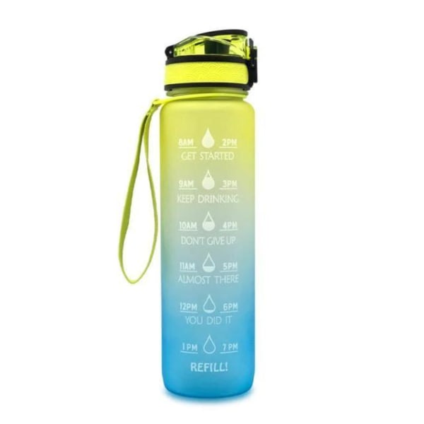 1L Track vandflaske - Motivation - Tidsmarkør - Uden BPA MultiColor Yellow blue gradient