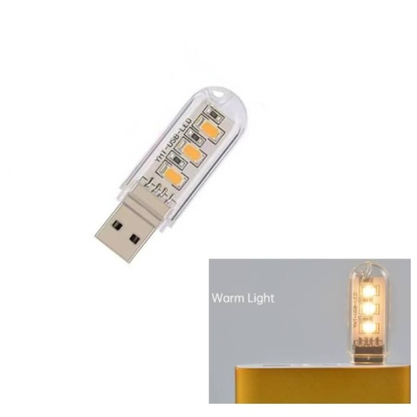 USB-pistokelamppu White USB Plug Lamp - 3led warm light