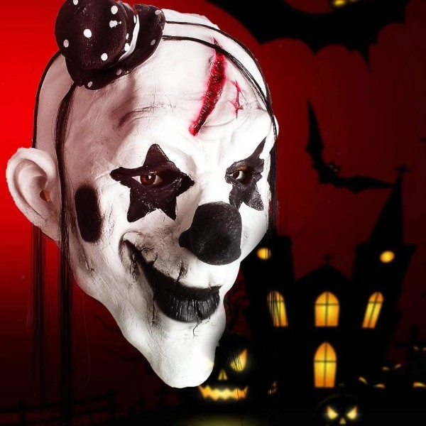 Halloween 2022 - Läskig clown mask Vit one size