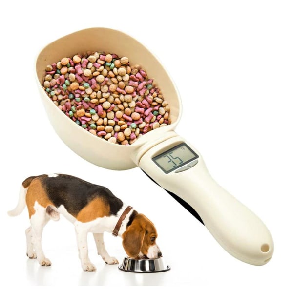 Digital vekt innebygd i scoop for kjæledyr- og dyremat Beige 9 cm