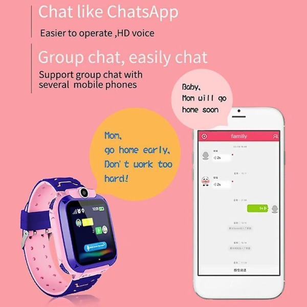 Vattentät smartklocka för barn Pink rosa