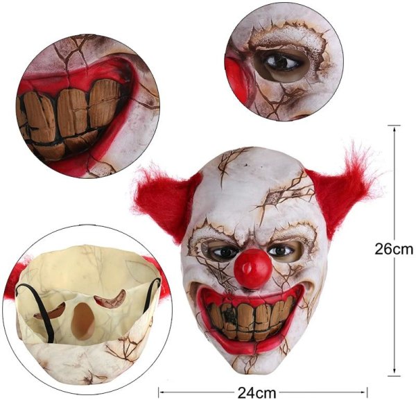 Halloween Clown Mask Black one size