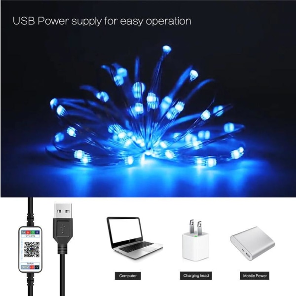 Bluetooth jouluvalo RGB USB Fairy Lights MultiColor 20m bluetooth led strip