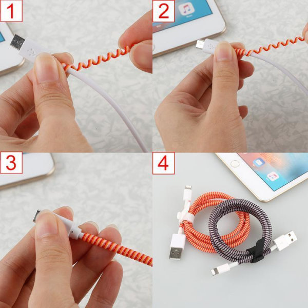 140 cm suoja latureille ja johdoille Purple Phone Wire Cord  Protector (Light pu