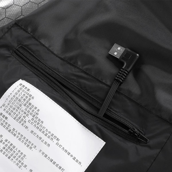 Lämmitetty USB-takki - 15 vyöhykettä, USB-lataus Black XXL