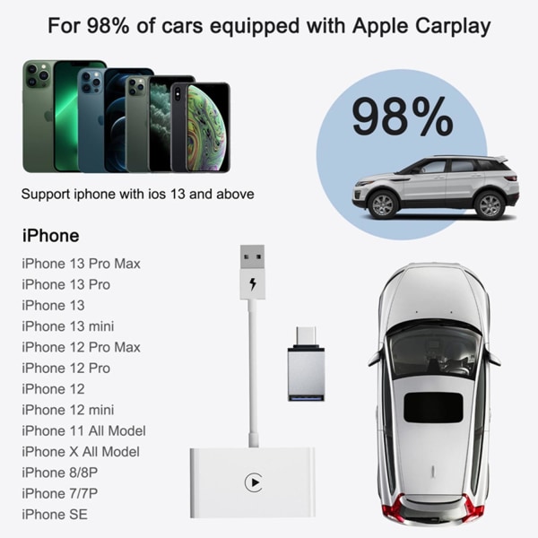 Carplay-adapter för Apple produkter Vit