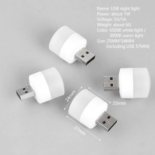 USB-kontaktlampa White USB Plug Lamp - White light