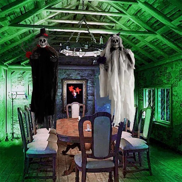 Halloween hengende skjelettspøkelser dekorasjoner White bride ghost 90x40 cm