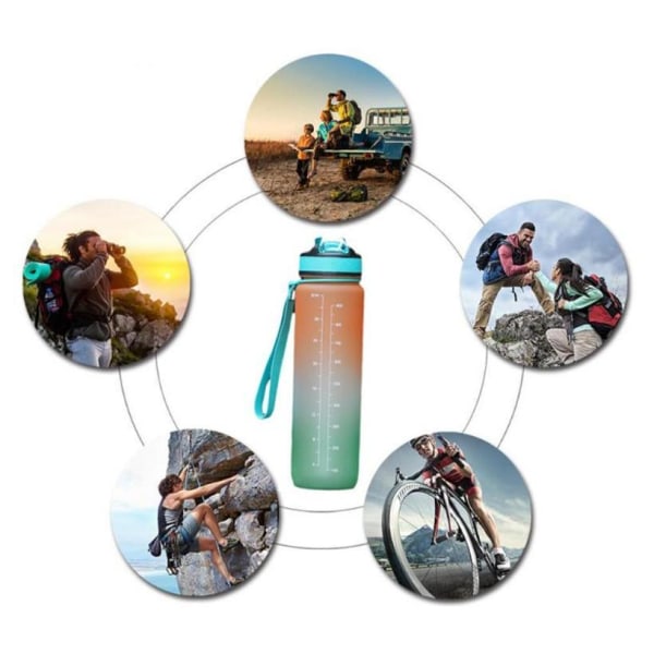 1L Track vandflaske - Motivation - Tidsmarkør - Uden BPA MultiColor 3 color gradient