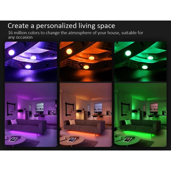 12M - 44-Key Music Led Strip - APP-kontroll - Musikkkontrollboks MultiColor 12m 44key music led strip 30led/m