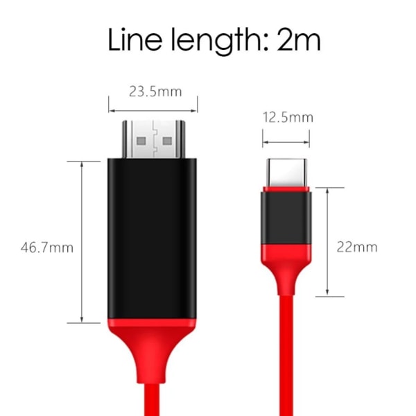 Tyyppi C - HDMI-liitäntäkaapeli Black Black Cable Type-C To HDMI