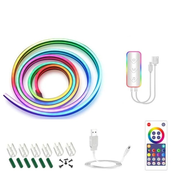 Neonlysstreng med musikk - appstyrt MultiColor 5V USB 3M - Bluetooth