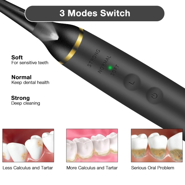 Elektrisk tandrensning sonisk tandbørste dental scaler Black