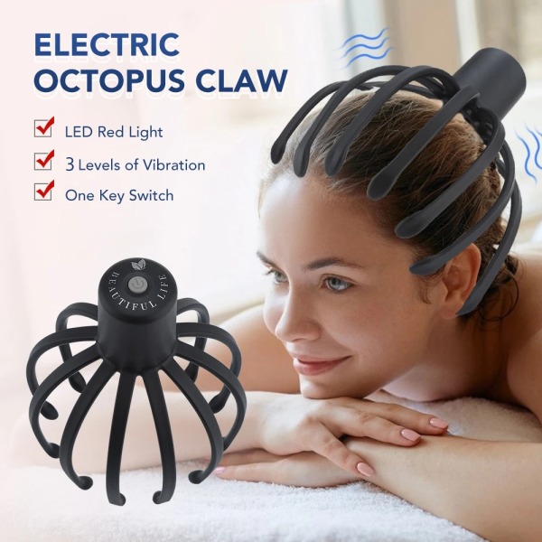 Elektrisk Octopus Claw Scalp Massager Black