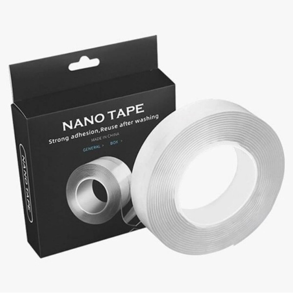Nanotape: Genanvendelig, vandtæt, gennemsigtig klæbende tape Transparent 5m-10mm