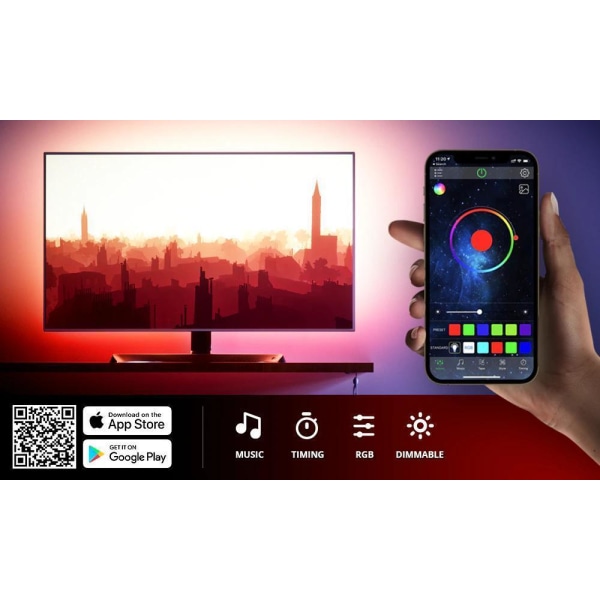Smart LED lysstreng- app kontrollert! MultiColor 4m bluetooth led strip