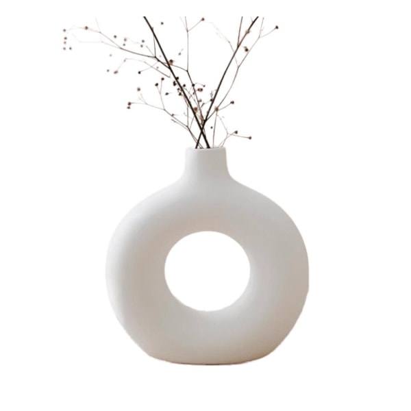 Nordisk rund hul vase i Keramik White Medium