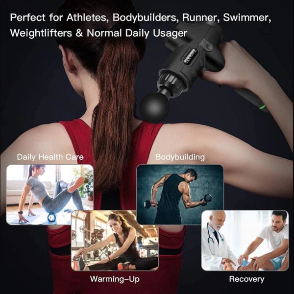Effektiv massagepistol mod muskelsmerter - LCD-skærm Black Massage pistol - Black