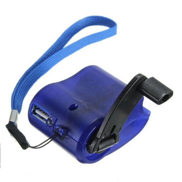 USB Hand Crank Lader Manuell Dynamo Mobil nødtelefonlader Blue